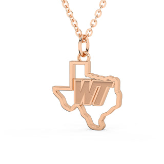 West Texas A&M | WTAMU | University Jewelry | College Necklace | Texas Pendant | Texas Charm | Texas Shaped Necklaces | Gold Texas Pendant Necklace | Silver Texas Necklace | Rose Gold Texas Necklace