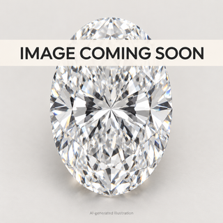 AI-generated illustrative lab grown oval diamond placeholder with IMAGE COMING SOON overlay; actual diamond photo pending.