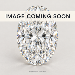 AI-generated illustrative lab grown oval diamond placeholder with IMAGE COMING SOON overlay; actual diamond photo pending.