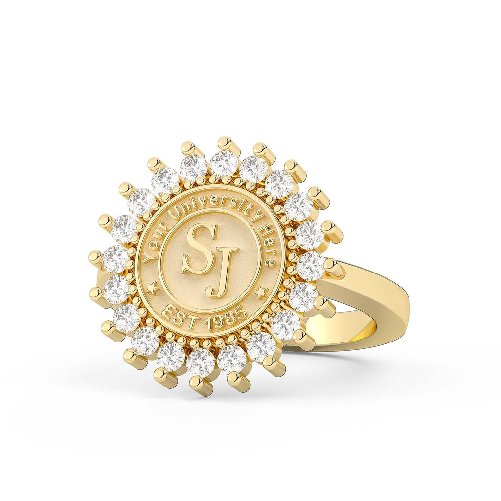 123 Tradition Custom College Ring | 10mm Seal | San Jose Jewelers | Customizable Graduation Ring