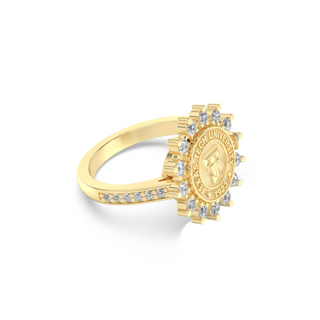 TTU Class Ring | San Jose Jewelers Custom College Rings | 193 Cherish Ring In Yellow Gold With Diamonds | Texas Tech University TTU Seal In Yellow Gold