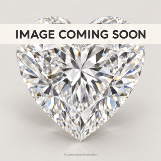 AI-generated illustrative lab grown heart diamond placeholder with IMAGE COMING SOON overlay; actual diamond photo pending.