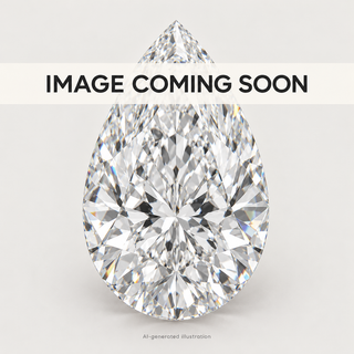 AI-generated illustrative lab grown pear diamond placeholder with IMAGE COMING SOON overlay; actual diamond photo pending.