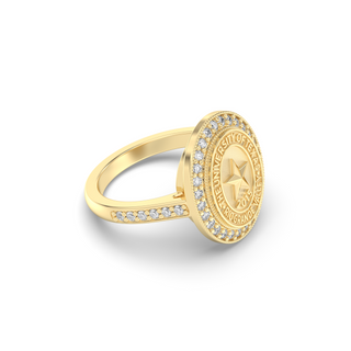UTRGV Class Ring | San Jose Jewelers Custom College Rings | 234 Pursuit Ring In Yellow Gold With Diamonds | University Of Texas Rio Grande Valley UTRGV Star Seal In Yellow Gold