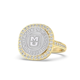 247 Milestone Mizzou Class Ring | Gold and silver ring with University of Missouri logo on a white background