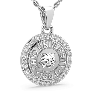 249 Eternity OU Necklace | Ohio University with halo of stones and school seal