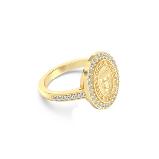 TTU Class Ring | San Jose Jewelers Custom College Rings | 249 Eternity Ring In Yellow Gold With Diamonds | Texas Tech University TTU Seal In Yellow Gold