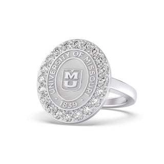 250 Triumph Mizzou Class Ring | Silver ring with 'University of Missouri' emblem on a white background