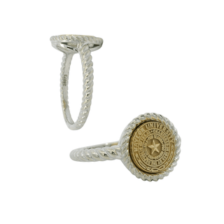 Baylor University Rings | Ready to Ship in 1-3 Days, featuring twisted design and detailed emblem.