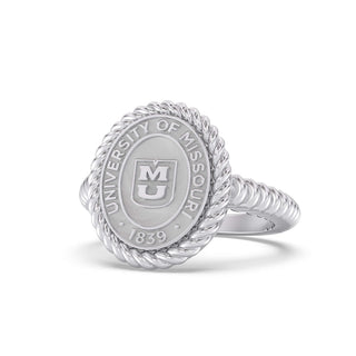 252 Journey Mizzou Class Ring | Silver ring with University of Missouri emblem on a white background