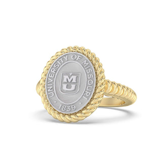252 Journey Mizzou Class Ring | Gold ring with University of Missouri seal on a white background