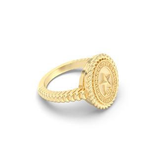 UTRGV Class Ring | San Jose Jewelers Custom College Rings | 252 Journey Ring In Yellow Gold | University Of Texas Rio Grande Valley UTRGV Seal In Yellow Gold