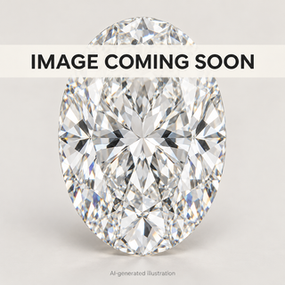 AI-generated illustrative lab grown oval diamond placeholder with IMAGE COMING SOON overlay; actual diamond photo pending.