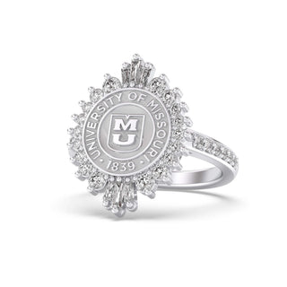 311 Honor Mizzou Class Ring | Silver ring with University of Missouri emblem on a white background