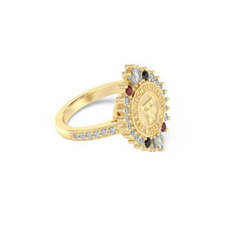 TTU Class Ring | San Jose Jewelers Custom College Rings | 311 Honor Ring In Yellow Gold With Diamonds | Texas Tech University TTU Seal In Yellow Gold