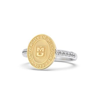 228 Vida Mizzou Class Ring | Gold and silver ring with University of Missouri emblem on a white background