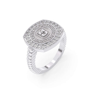 237 Luna Mizzou Class Ring | Silver ring with 'University of Missouri' emblem on a white background