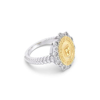 313 Blossom Mizzou Class Ring | Two-tone ring with gold and silver design on a white background
