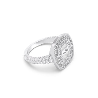 ASU Class Ring | San Jose Jewelers Arizona State Graduation Ring | Silver ring with a detailed design on a white background