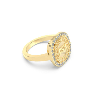ASU Class Ring | San Jose Jewelers Arizona State Graduation Ring | Gold ring with Arizona State University emblem on a white background