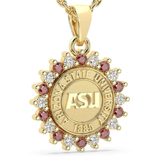 245 Prestige ASU Necklace | Arizona State University featuring a halo of stones around the ASU seal.