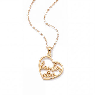 Gold Baylor Mom heart necklace in stainless steel with BU design – San Jose Jewelers
