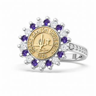 GCU Class Ring | Grand Canyon University Class Ring | 245 Prestige  Ring with GCU logo and gemstones on a white background