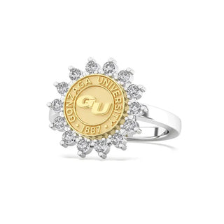 Customizable Gonzaga University Class Ring | Gold and silver ring with 'Gonzaga University' emblem on a white background