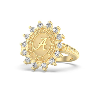 Customizable University of Alabama Class Ring | Gold ring with 'The University of Alabama' and year 1831 on a white background