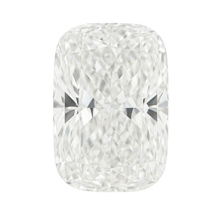 High-resolution image of an elongated cushion diamond showcasing its modified brilliant cut with exceptional sparkle and symmetry. The 2.68-carat, D-color, VS1-clarity lab-grown diamond rests on a pure white background, highlighting its elegant elongated cushion shape and radiant light reflection.