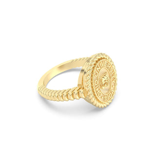 Ohio University Class Ring | San Jose Jewelers | Gold Ohio University ring on a white background - Side View