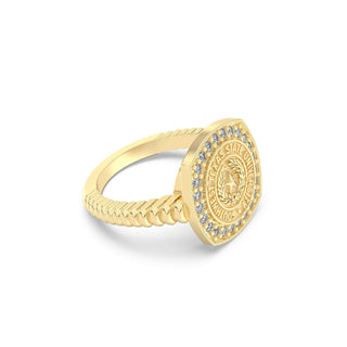 Southwest Texas State University Class Ring in 14k Gold | San Jose Jewelers SWT Graduation Ring With Diamonds