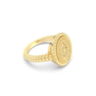 Southwest Texas State University Class Ring in 14k Gold | San Jose Jewelers SWT Graduation Ring With Diamonds