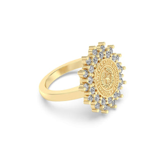 Southwest Texas State University Class Ring in 14k Gold | San Jose Jewelers SWT Graduation Ring With Diamonds