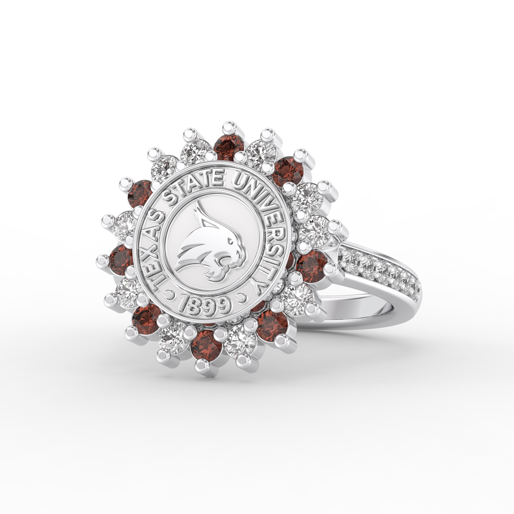 Texas State University Ring 245 Prestige TXST Platinum Silver