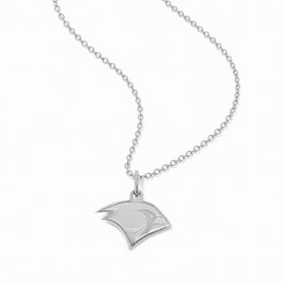 A silver ball chain necklace featuring a polished pendant shaped like a stylized bird head, shown on a plain white background.