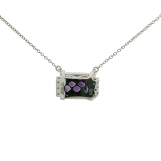 Necklace with a amethyst gemstone pendant on a white background