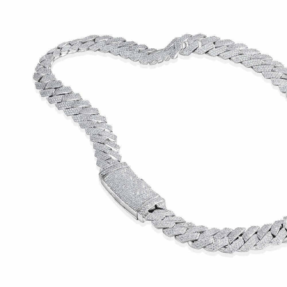 12mm Iced Out Cuban Link Chain 925 Silver Moissanite