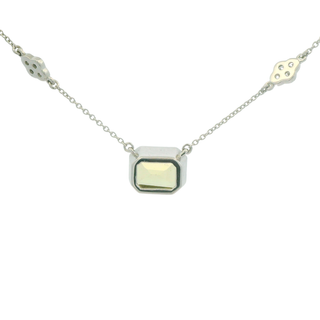 Emerald-Cut Citrine & Diamond Necklace | Sterling Silver