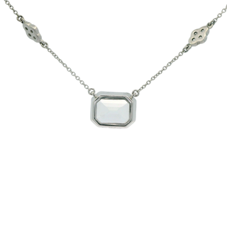 Emerald-Cut White Emerald & Diamond Necklace | Sterling Silver