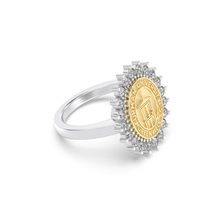 Furman University Class Ring | Two-toned ring with gold and silver design on a white background