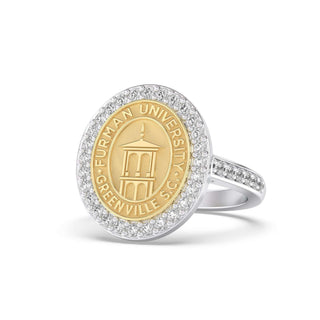 Furman University Class Ring | Gold and Silver ring on white background
