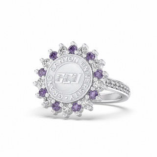 GCU Class Ring | Grand Canyon University Class Ring | 245 Prestige  Ring with GCU logo and gemstones on a white background
