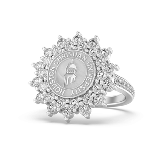 177 Success Houston Christian University Graduation Class Fan Ring | HCU elegantly designed in 14K gold or platinum silver with diamonds.