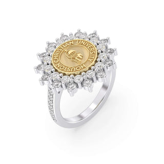 177 Success Houston Christian University Graduation Class Fan Ring | HCU elegantly designed in 14K gold or platinum silver with diamonds.
