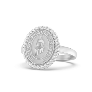 252 Journey Houston Christian University Graduation Class Fan Ring | HCU elegant gold HCU ring featuring the official seal.