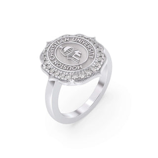 312 Grace Houston Christian University Graduation Class Fan Ring | HCU with the official HCU seal and exquisite detailing.