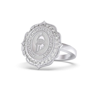 312 Grace Houston Christian University Graduation Class Fan Ring | HCU with the official HCU seal and exquisite detailing.