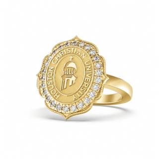 312 Grace Houston Christian University Graduation Class Fan Ring | HCU with the official HCU seal and exquisite detailing.