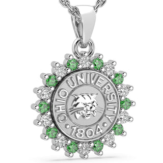 245 Prestige OU Necklace | Ohio University featuring a halo of stones around the university seal.